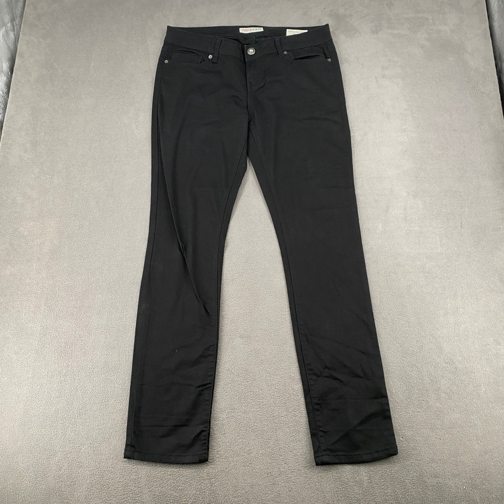 Guess Sarah Fit Medium Rise Skinny Pants Black Rhinestone Logo Y2K Size 30